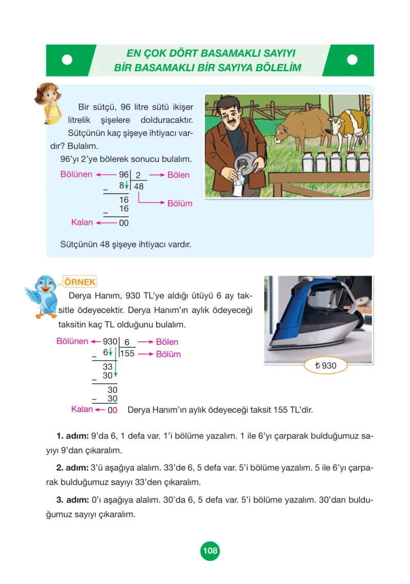 4. Sınıf Matematik Ders Kitabı Cevapları Pasifik Yayınları Sayfa 108