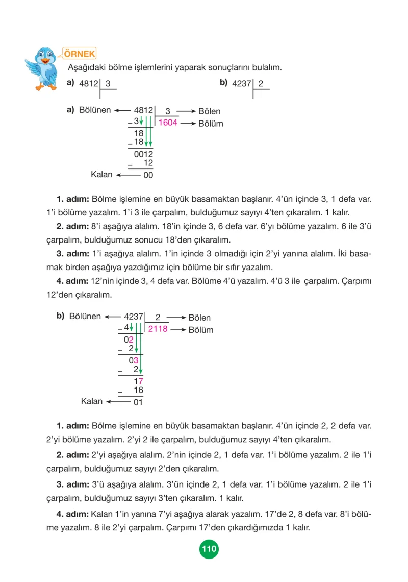 4. Sınıf Matematik Ders Kitabı Cevapları Pasifik Yayınları Sayfa 110
