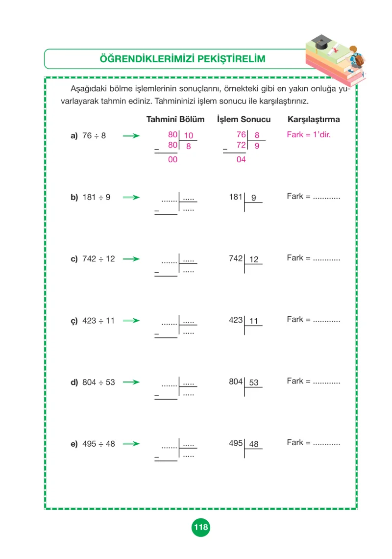 4. Sınıf Matematik Ders Kitabı Cevapları Pasifik Yayınları Sayfa 118