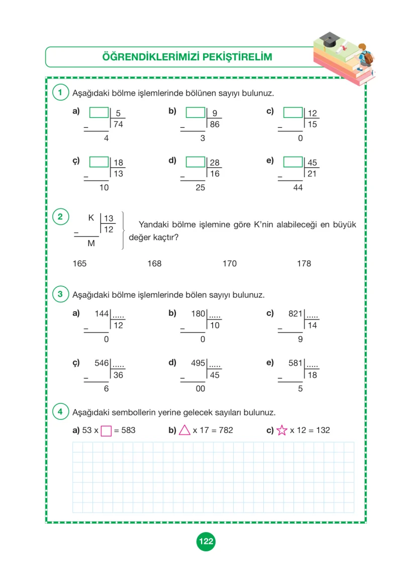 4. Sınıf Matematik Ders Kitabı Cevapları Pasifik Yayınları Sayfa 122