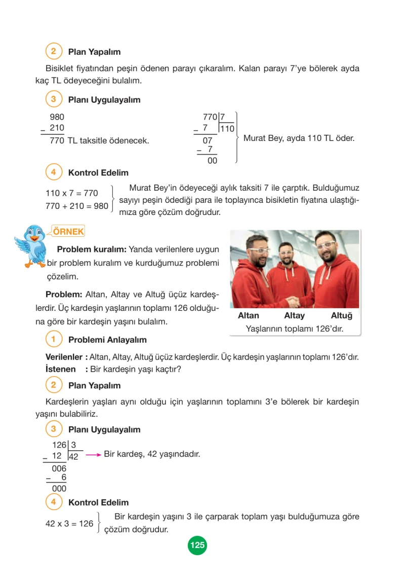 4. Sınıf Matematik Ders Kitabı Cevapları Pasifik Yayınları Sayfa 125