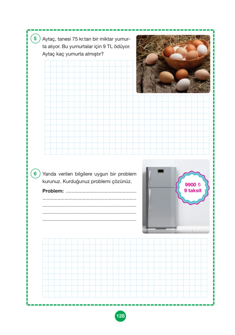 4. Sınıf Matematik Ders Kitabı Cevapları Pasifik Yayınları Sayfa 128