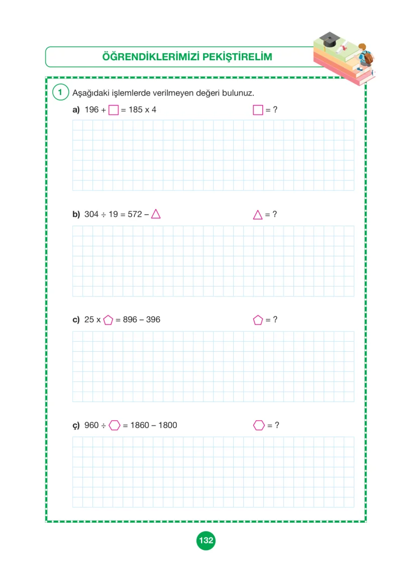 4. Sınıf Matematik Ders Kitabı Cevapları Pasifik Yayınları Sayfa 132