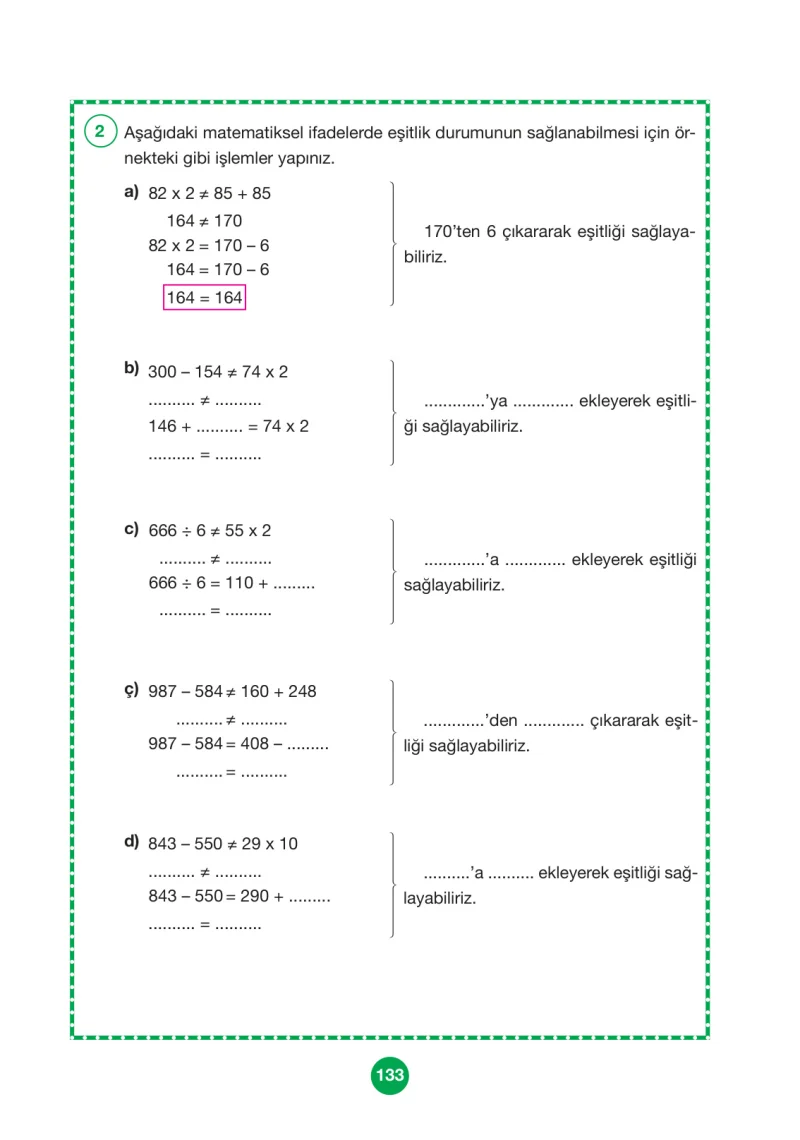 4. Sınıf Matematik Ders Kitabı Cevapları Pasifik Yayınları Sayfa 133