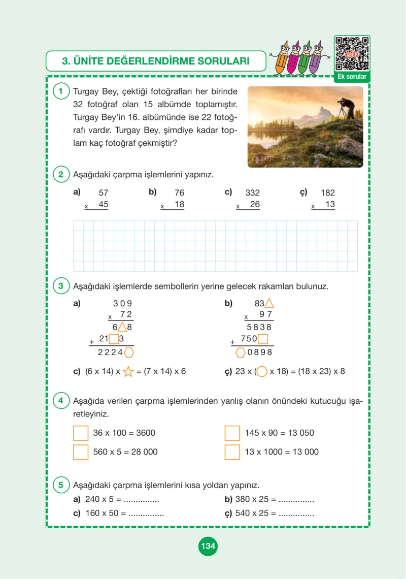 4. Sınıf Matematik Ders Kitabı Cevapları Pasifik Yayınları Sayfa 134