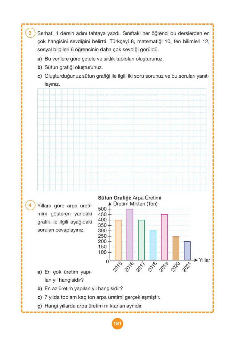 4. Sınıf Matematik Ders Kitabı Cevapları Pasifik Yayınları Sayfa 181