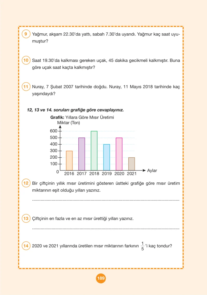 4. Sınıf Matematik Ders Kitabı Cevapları Pasifik Yayınları Sayfa 189