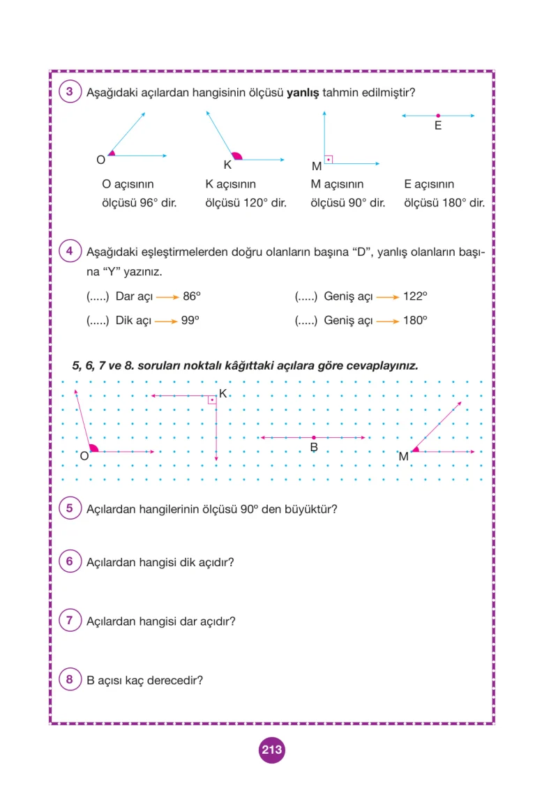 4. Sınıf Matematik Ders Kitabı Cevapları Pasifik Yayınları Sayfa 213