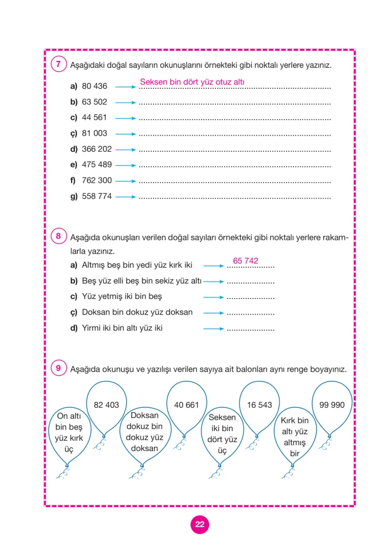 4. Sınıf Matematik Ders Kitabı Cevapları Pasifik Yayınları Sayfa 22