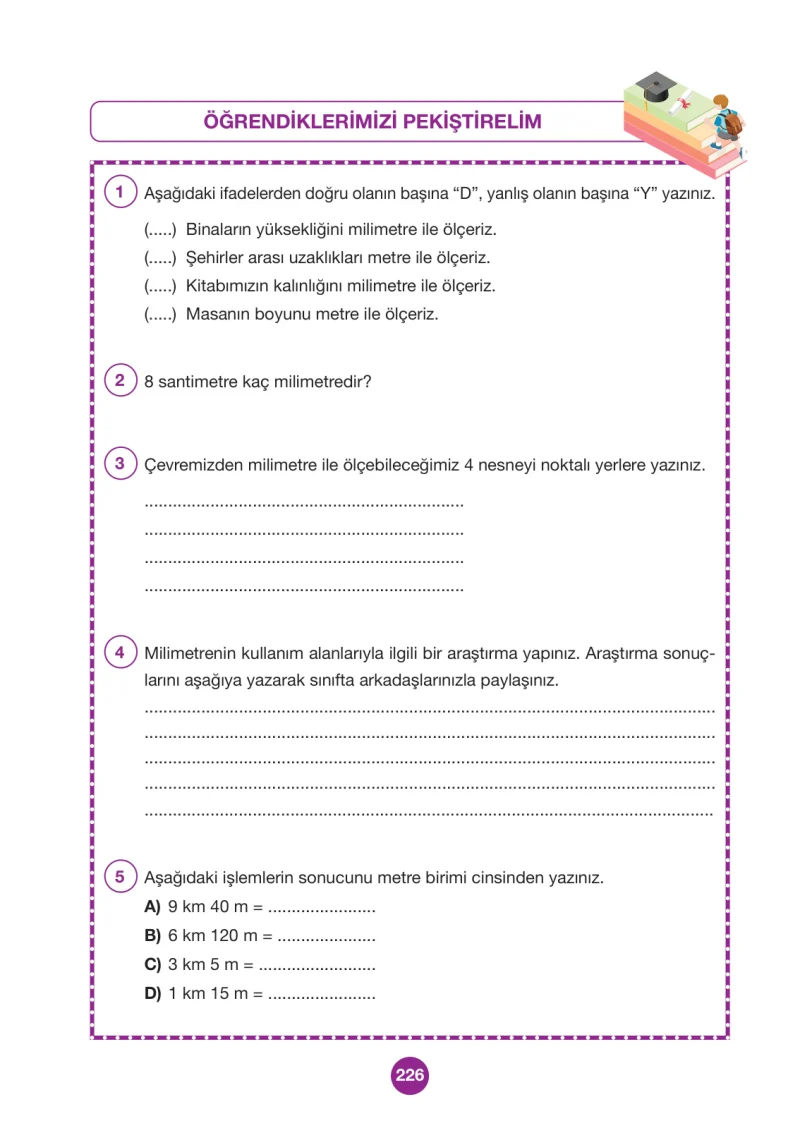 4. Sınıf Matematik Ders Kitabı Cevapları Pasifik Yayınları Sayfa 226