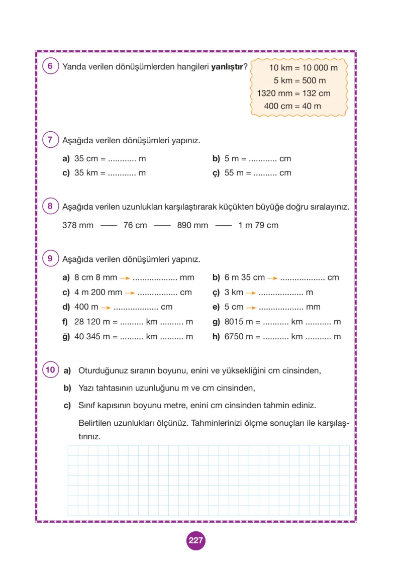 4. Sınıf Matematik Ders Kitabı Cevapları Pasifik Yayınları Sayfa 227