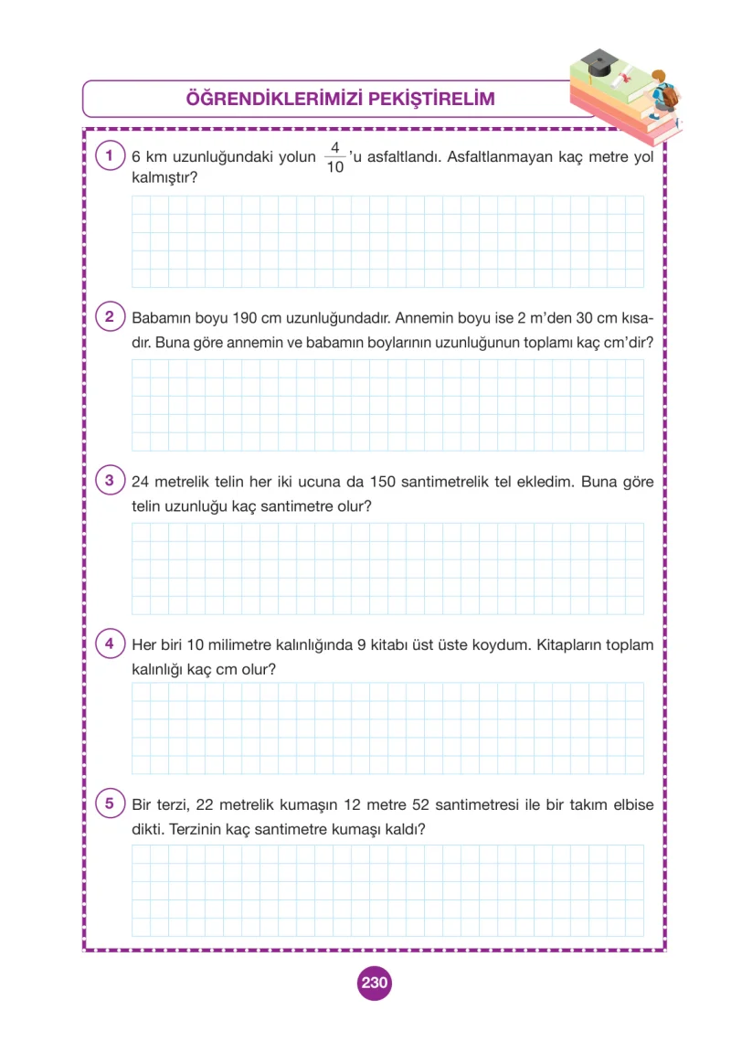 4. Sınıf Matematik Ders Kitabı Cevapları Pasifik Yayınları Sayfa 230