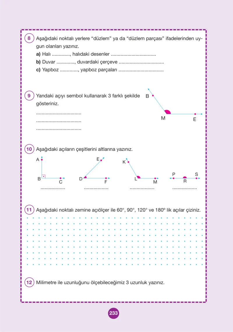 4. Sınıf Matematik Ders Kitabı Cevapları Pasifik Yayınları Sayfa 233