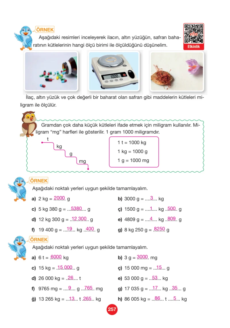 4. Sınıf Matematik Ders Kitabı Cevapları Pasifik Yayınları Sayfa 257