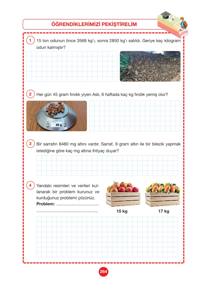 4. Sınıf Matematik Ders Kitabı Cevapları Pasifik Yayınları Sayfa 264