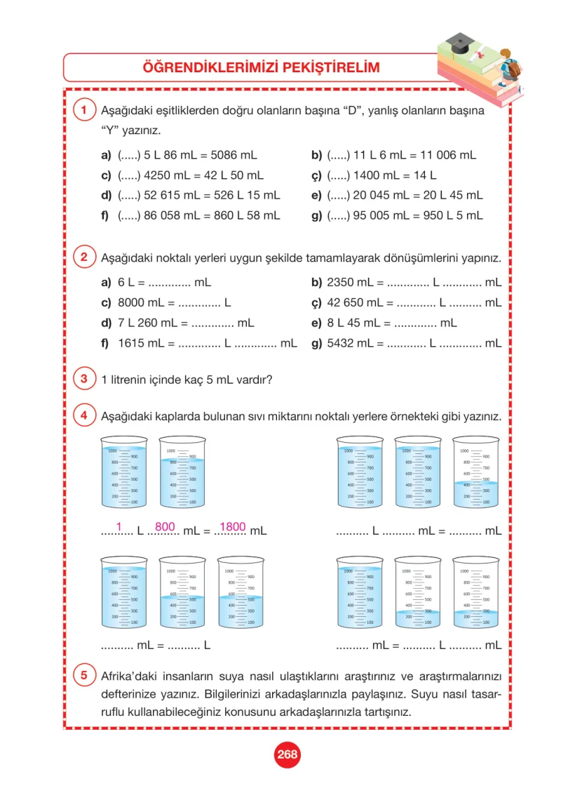 4. Sınıf Matematik Ders Kitabı Cevapları Pasifik Yayınları Sayfa 268