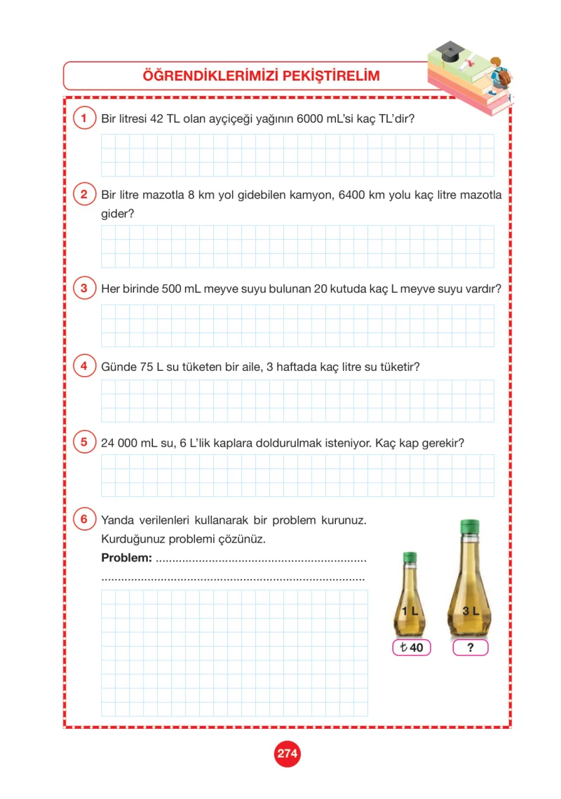4. Sınıf Matematik Ders Kitabı Cevapları Pasifik Yayınları Sayfa 274