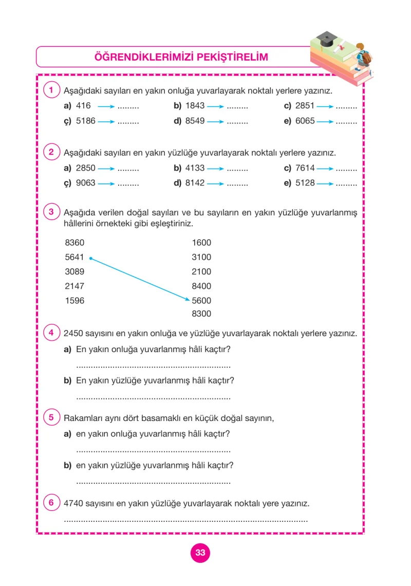 4. Sınıf Matematik Ders Kitabı Cevapları Pasifik Yayınları Sayfa 33