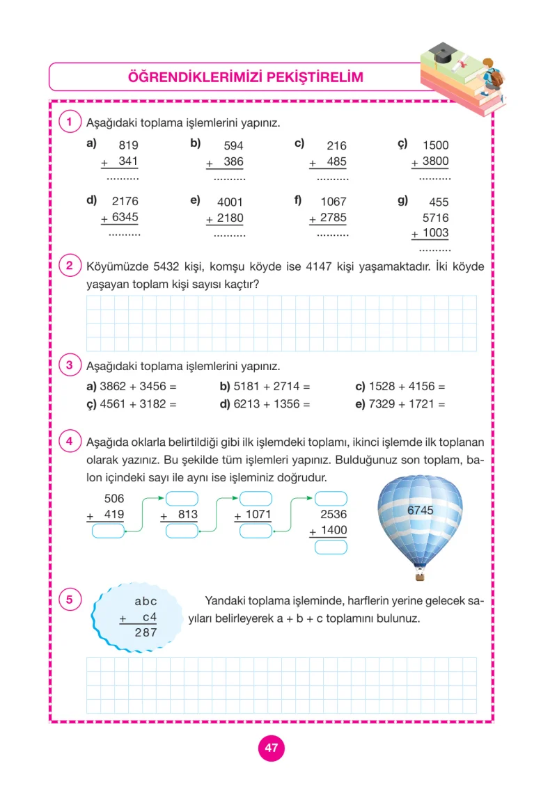 4. Sınıf Matematik Ders Kitabı Cevapları Pasifik Yayınları Sayfa 47