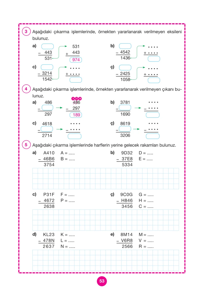 4. Sınıf Matematik Ders Kitabı Cevapları Pasifik Yayınları Sayfa 53