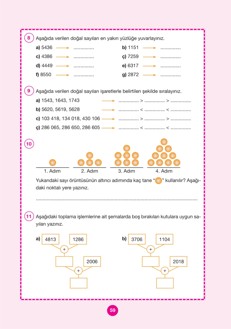 4. Sınıf Matematik Ders Kitabı Cevapları Pasifik Yayınları Sayfa 59