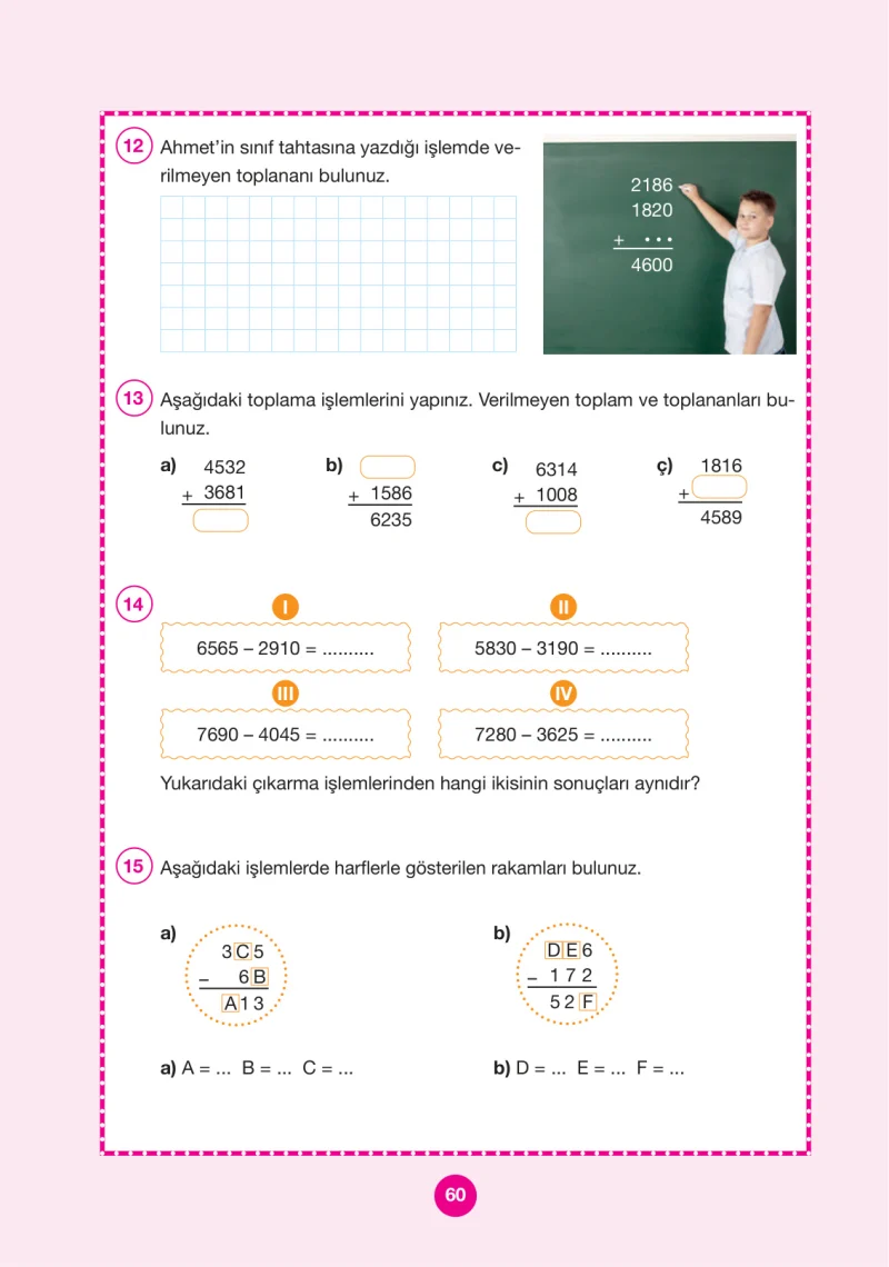 4. Sınıf Matematik Ders Kitabı Cevapları Pasifik Yayınları Sayfa 60