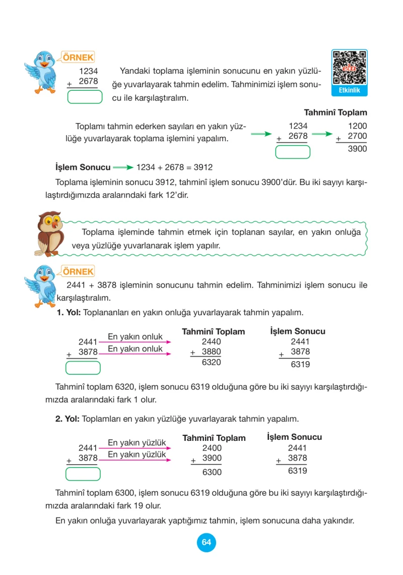 4. Sınıf Matematik Ders Kitabı Cevapları Pasifik Yayınları Sayfa 64