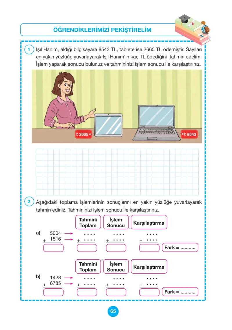 4. Sınıf Matematik Ders Kitabı Cevapları Pasifik Yayınları Sayfa 65