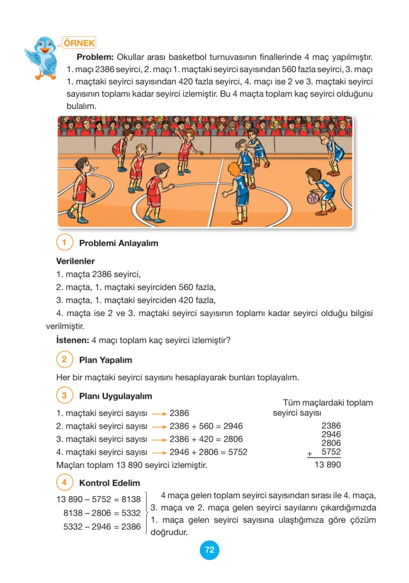 4. Sınıf Matematik Ders Kitabı Cevapları Pasifik Yayınları Sayfa 72