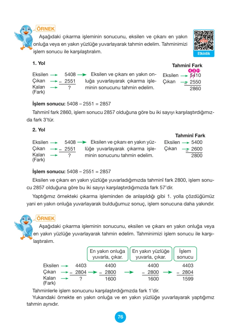 4. Sınıf Matematik Ders Kitabı Cevapları Pasifik Yayınları Sayfa 76
