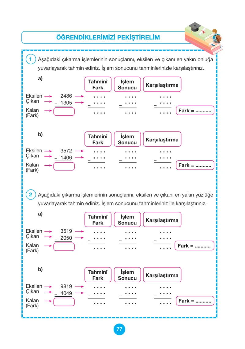 4. Sınıf Matematik Ders Kitabı Cevapları Pasifik Yayınları Sayfa 77