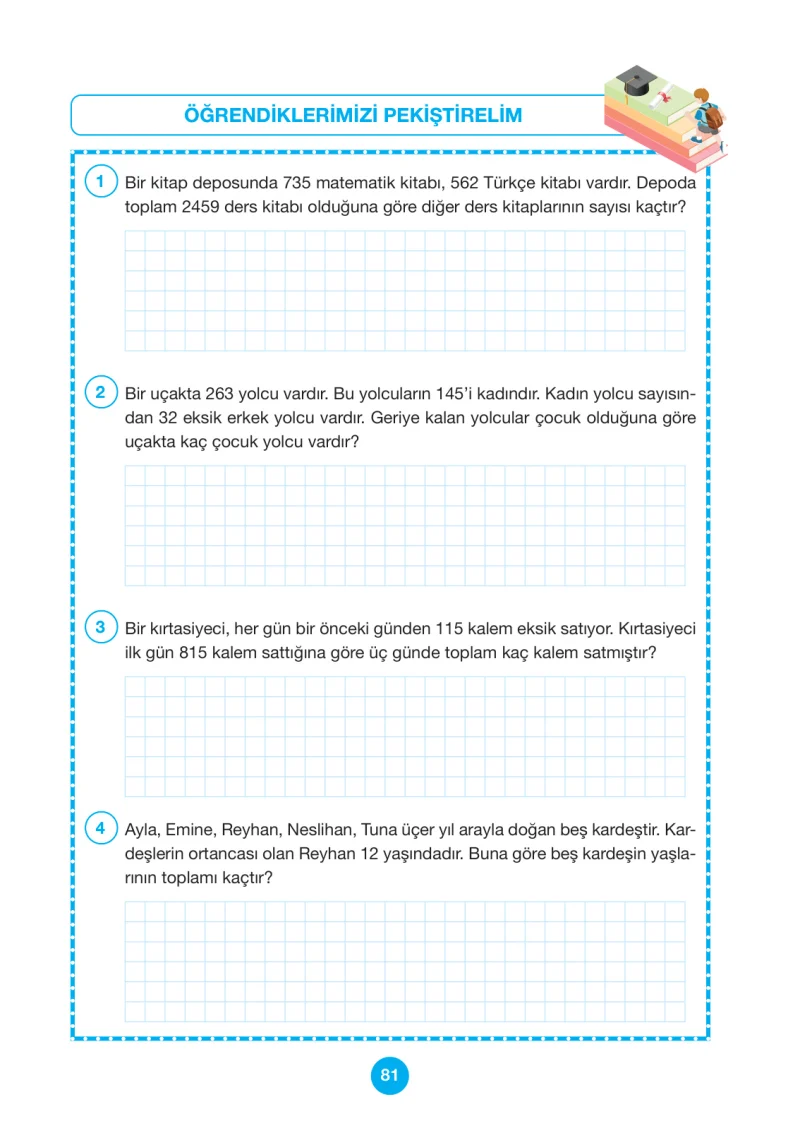4. Sınıf Matematik Ders Kitabı Cevapları Pasifik Yayınları Sayfa 81