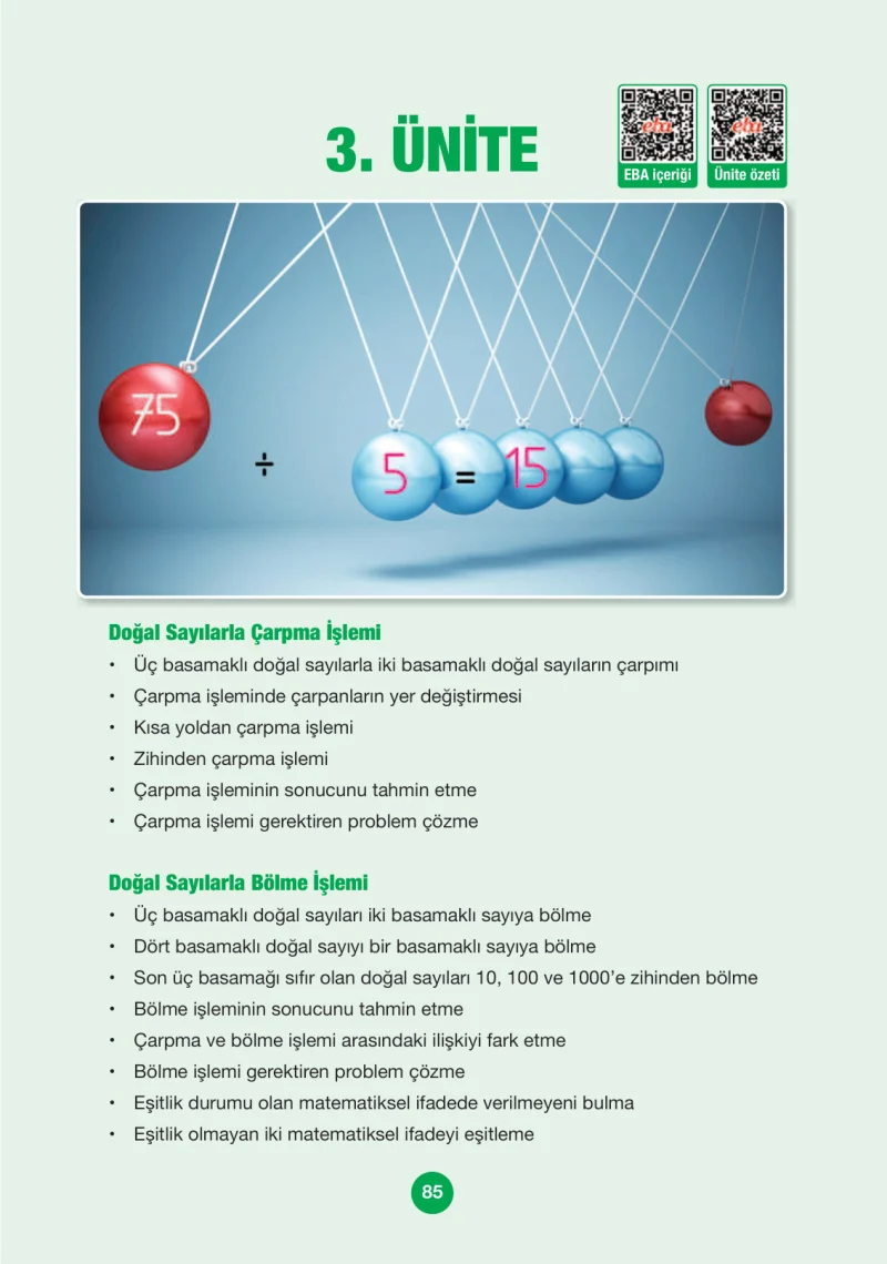 4. Sınıf Matematik Ders Kitabı Cevapları Pasifik Yayınları Sayfa 85