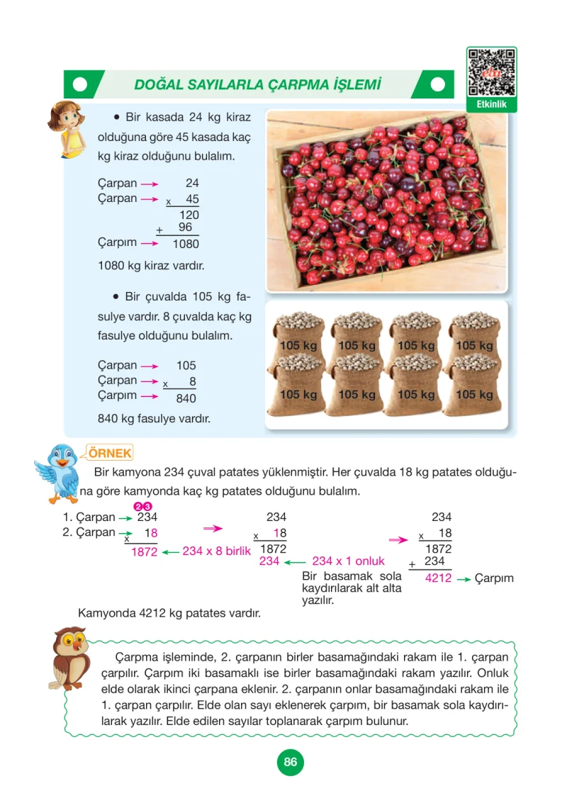4. Sınıf Matematik Ders Kitabı Cevapları Pasifik Yayınları Sayfa 86