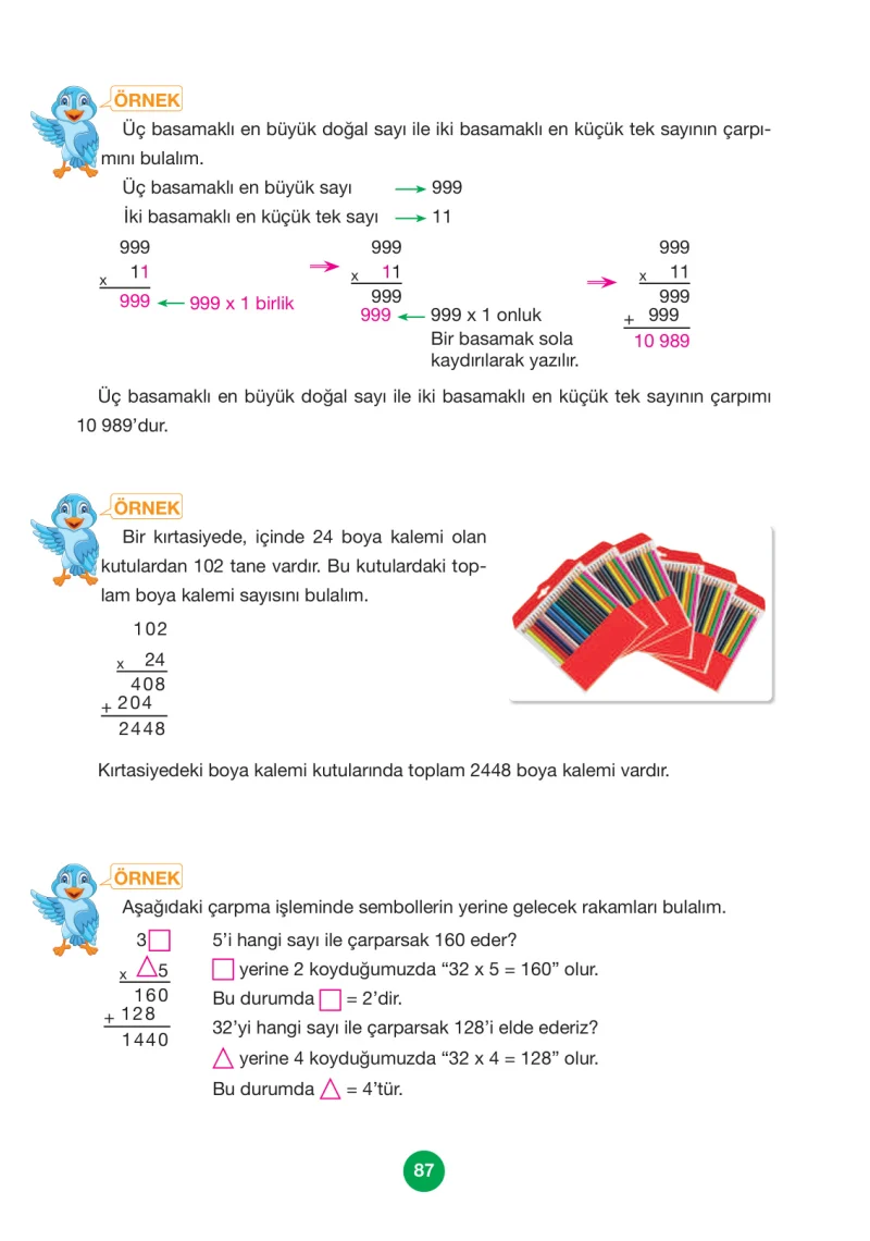 4. Sınıf Matematik Ders Kitabı Cevapları Pasifik Yayınları Sayfa 87