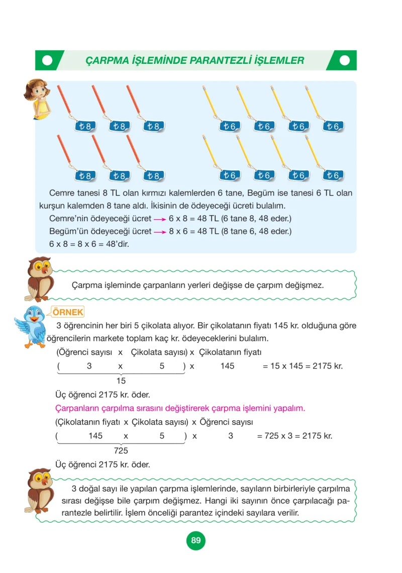 4. Sınıf Matematik Ders Kitabı Cevapları Pasifik Yayınları Sayfa 89