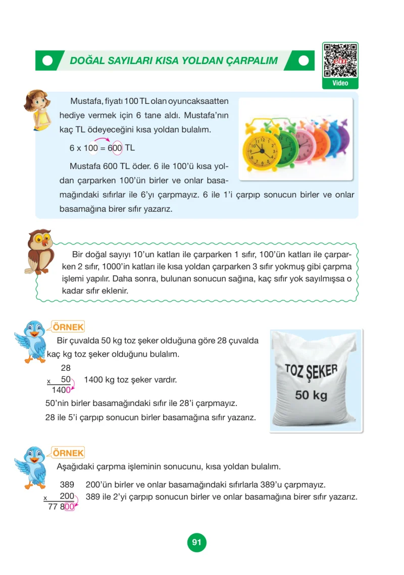 4. Sınıf Matematik Ders Kitabı Cevapları Pasifik Yayınları Sayfa 91