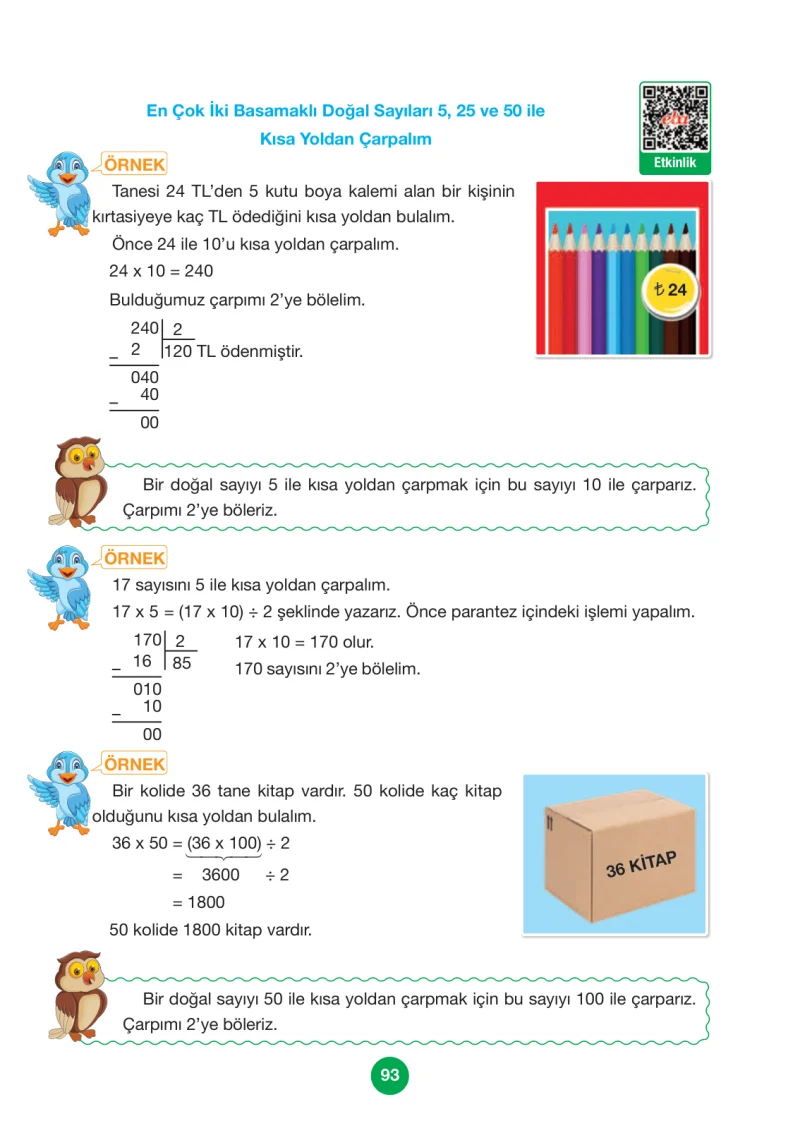 4. Sınıf Matematik Ders Kitabı Cevapları Pasifik Yayınları Sayfa 93