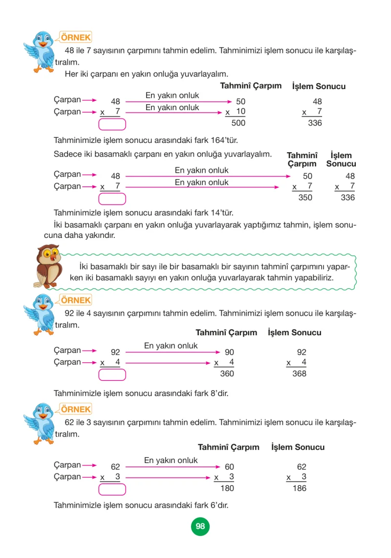 4. Sınıf Matematik Ders Kitabı Cevapları Pasifik Yayınları Sayfa 98