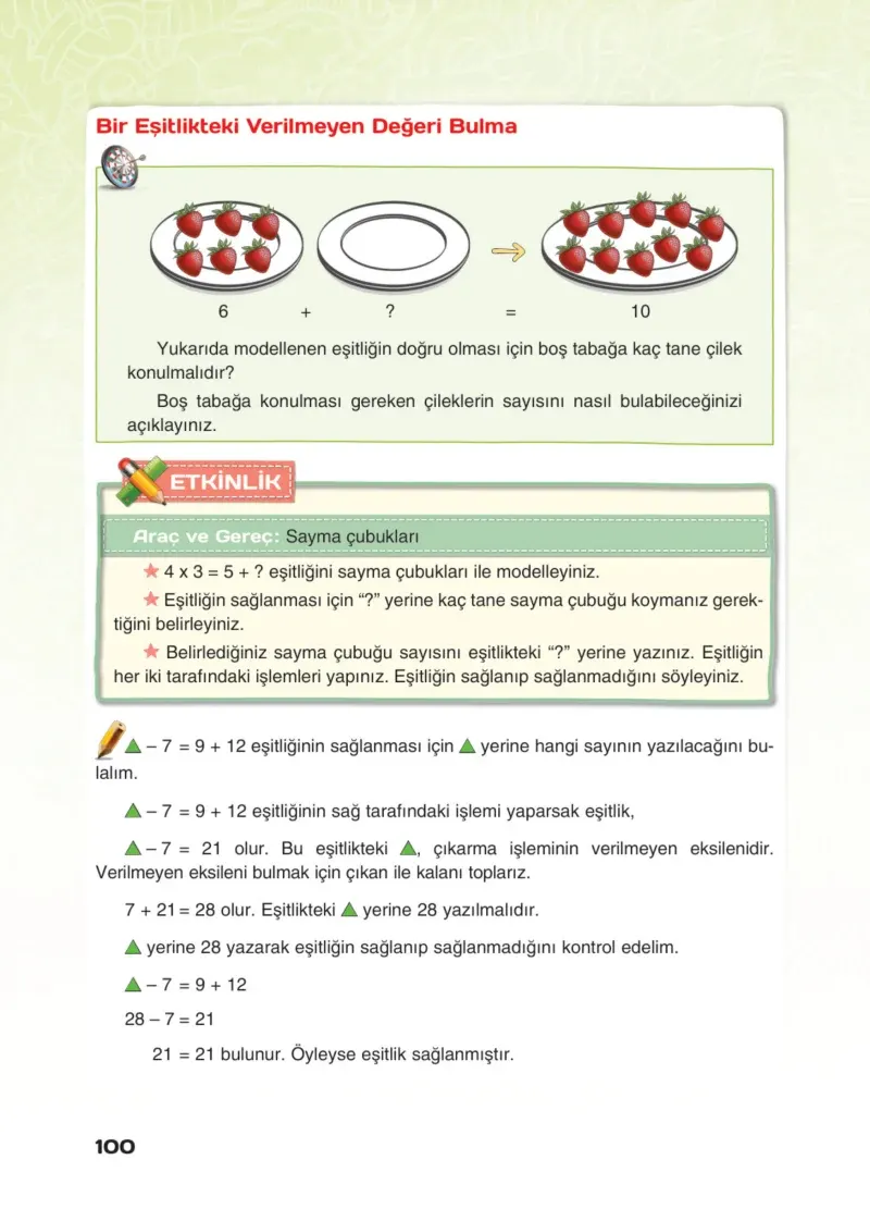 4. Sınıf Matematik Ders Kitabı Cevapları Sevgi Yayınları Sayfa 100