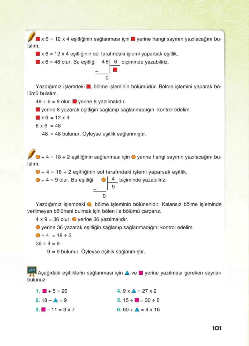 4. Sınıf Matematik Ders Kitabı Cevapları Sevgi Yayınları Sayfa 101
