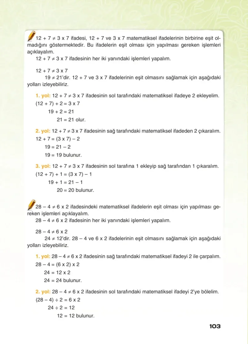 4. Sınıf Matematik Ders Kitabı Cevapları Sevgi Yayınları Sayfa 103
