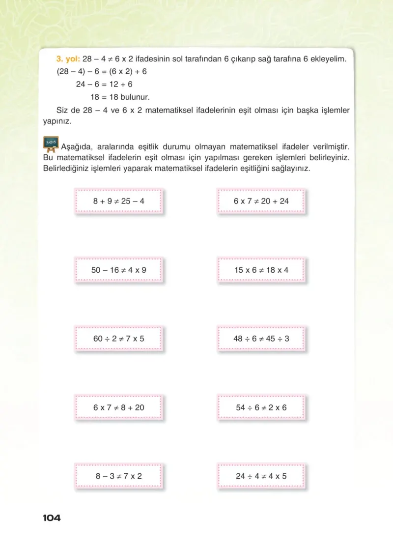 4. Sınıf Matematik Ders Kitabı Cevapları Sevgi Yayınları Sayfa 104