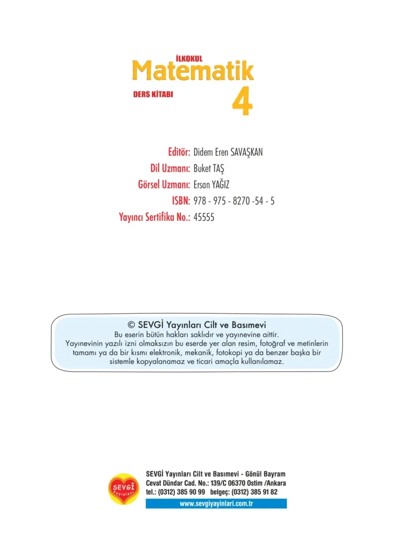 4. Sınıf Matematik Ders Kitabı Cevapları Sevgi Yayınları Sayfa 2
