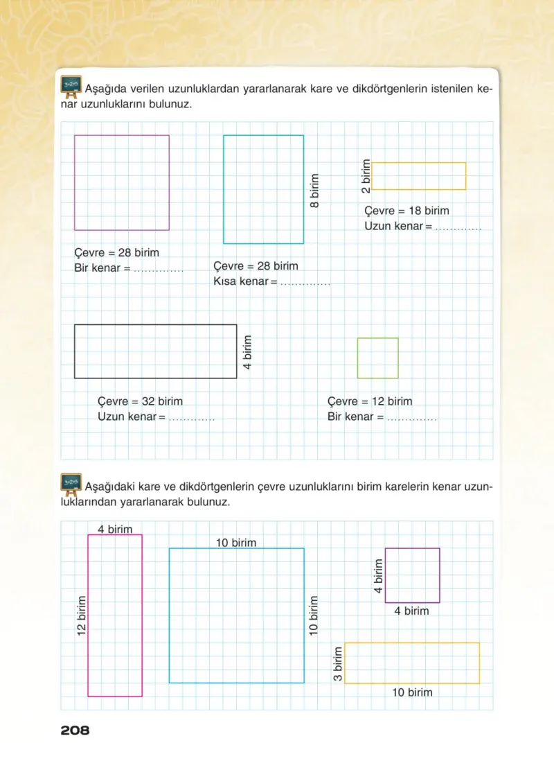 4. Sınıf Matematik Ders Kitabı Cevapları Sevgi Yayınları Sayfa 208