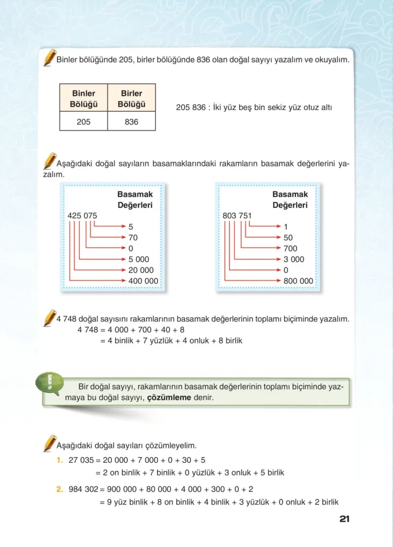 4. Sınıf Matematik Ders Kitabı Cevapları Sevgi Yayınları Sayfa 21