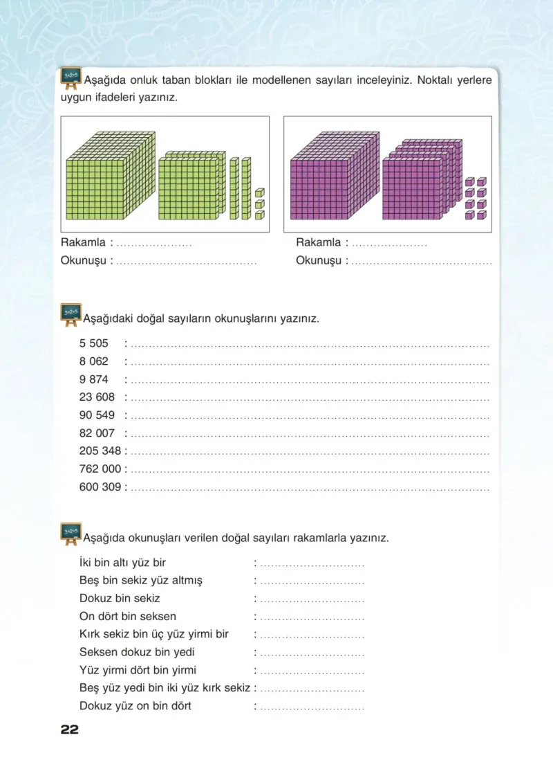 4. Sınıf Matematik Ders Kitabı Cevapları Sevgi Yayınları Sayfa 22