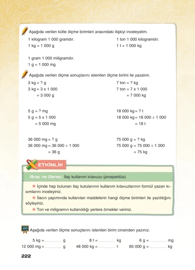 4. Sınıf Matematik Ders Kitabı Cevapları Sevgi Yayınları Sayfa 222