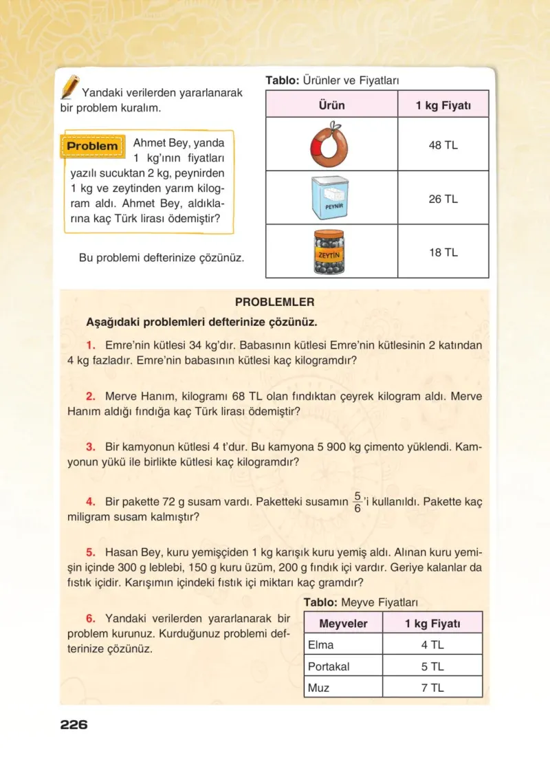 4. Sınıf Matematik Ders Kitabı Cevapları Sevgi Yayınları Sayfa 226