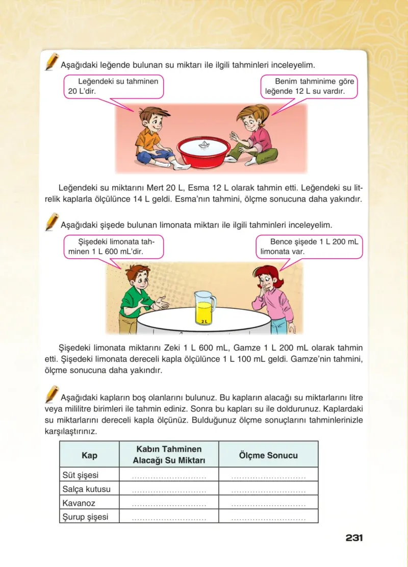 4. Sınıf Matematik Ders Kitabı Cevapları Sevgi Yayınları Sayfa 231